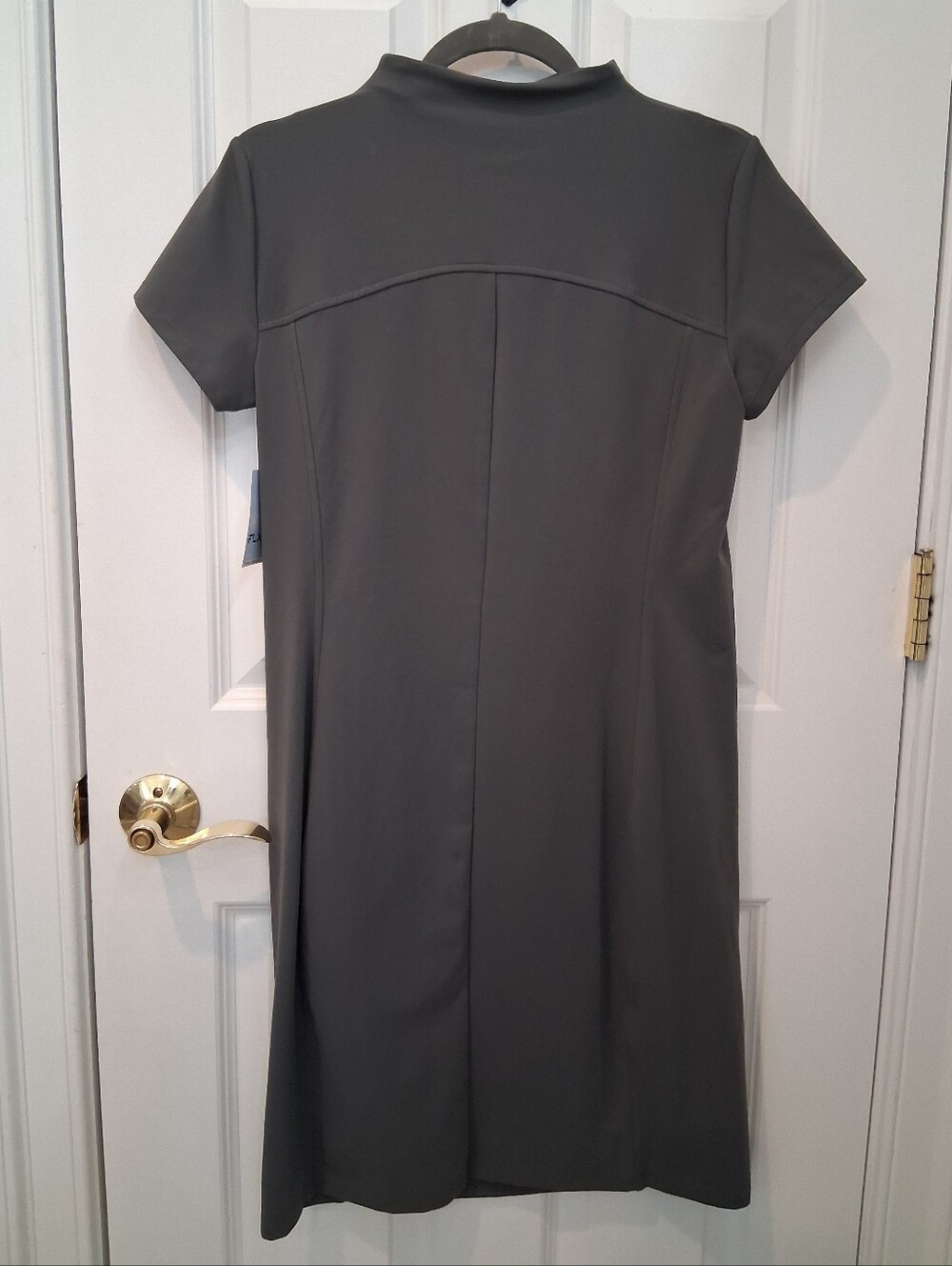 FLX Affirmation Mock-Neck Short Sleeve Midi Dress in Gray - Picture 3 of 6